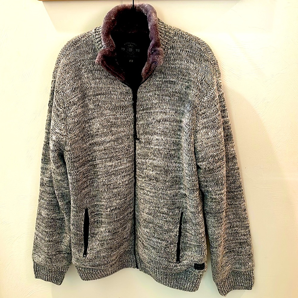 Living The Dream wool and faux fur full-zip sweater